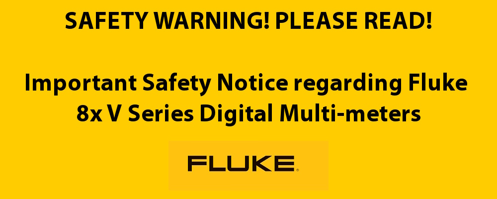 FLUKE 8x V series digital multi-meters safety notice banner